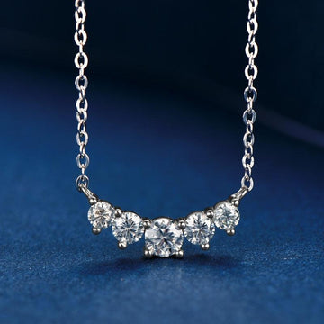 Impressive High Quality Moissanite Diamonds Trendy Smile 5 Stone Choker Necklace Jewellery - The Jewellery Supermarket
